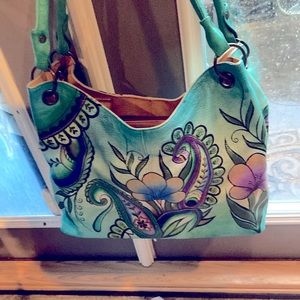 Anuschka leather Handpainted handbag
